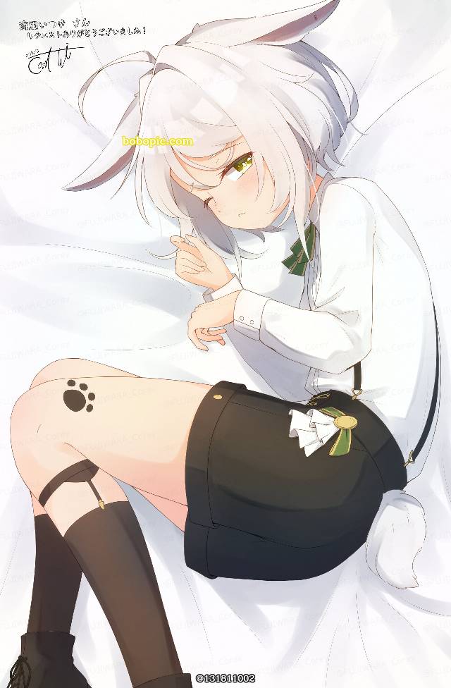 白发, 兽耳, 兔耳, 男孩子, 大腿