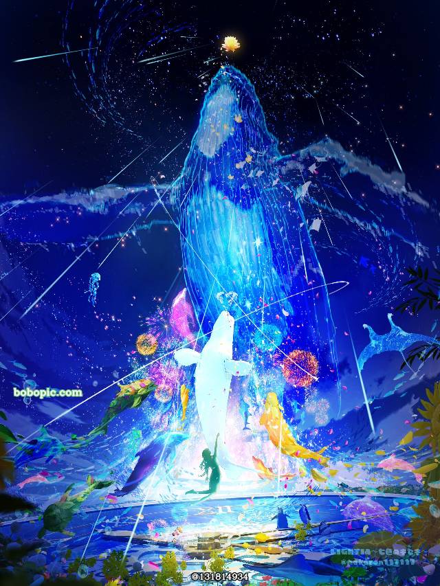 Yorushika, dolphin, aquarium, 原创, 风景, background, 原创, 插画