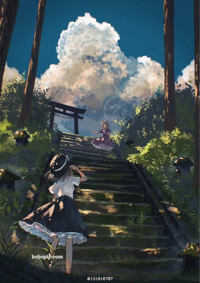 风景, background, 东方Project, 宇佐见莲子, 秘封俱乐部, 莲子×玛艾露贝莉, 玛艾露贝莉·赫恩, Touhou Project 100+ bookmarks
