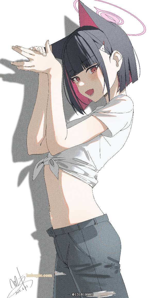 杏山和纱, midriff, tied hem