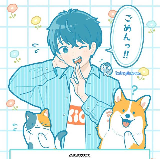 男孩子, 狗, 猫, Java sparrow