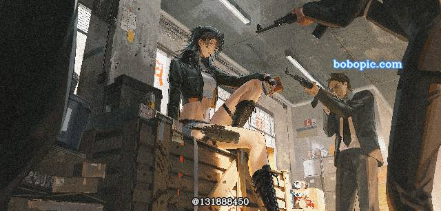 original works, 女孩子, scenery, illustration, armed young ladies