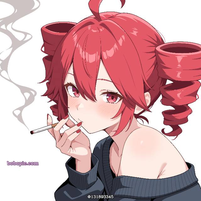 重音Teto, smoking, exposed shoulders