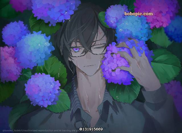 四季凪圣来,彩虹社,紫阳花,花和男孩图片