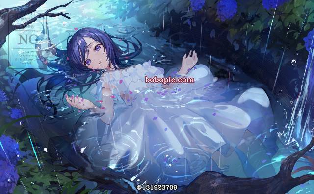 原创, 夏天, rainy season, rain, young girl, 紫阳花