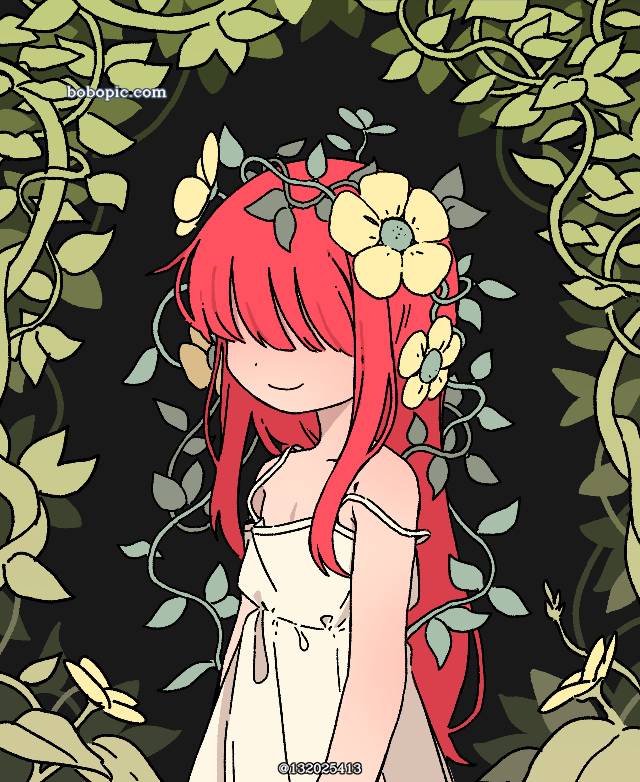 女孩子, hair hanging in front of eyes, sundress, 萝莉, long red hair