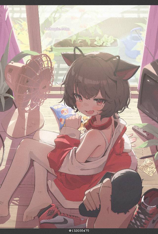 女孩子, catgirl, 项圈, 100收藏, 500收藏, 窗边