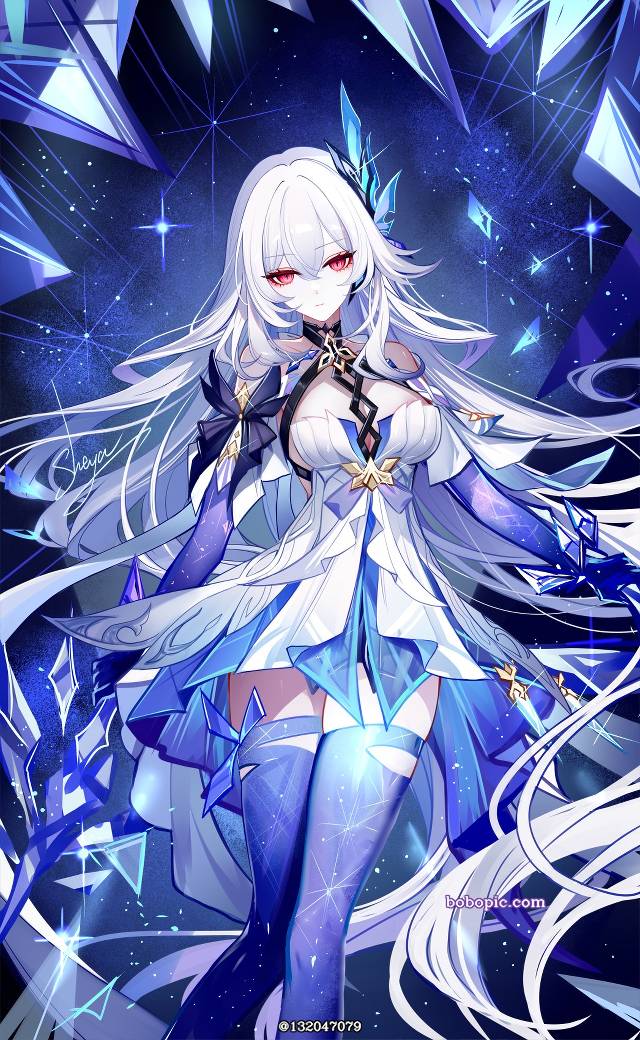 Genshin Impact, 白发, red eyes, 原神, 原神1000收藏
