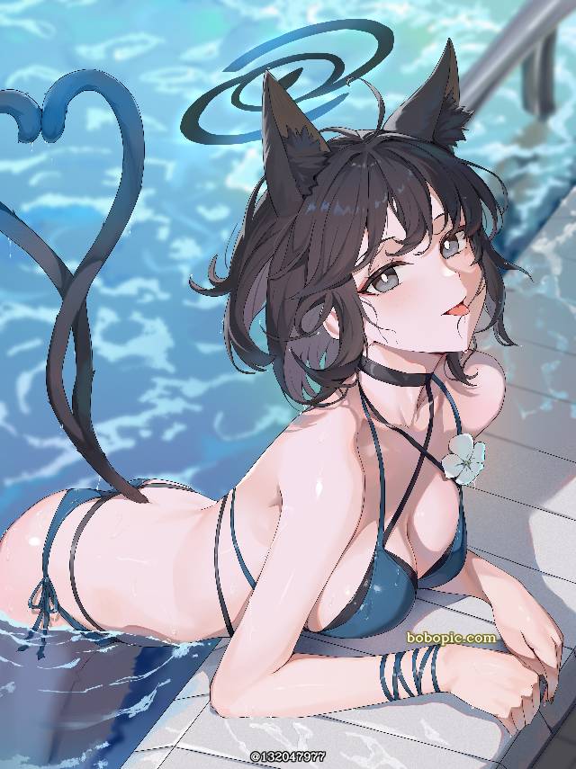 碧蓝档案, Kiryuu Kikyou, 泳装, poolside