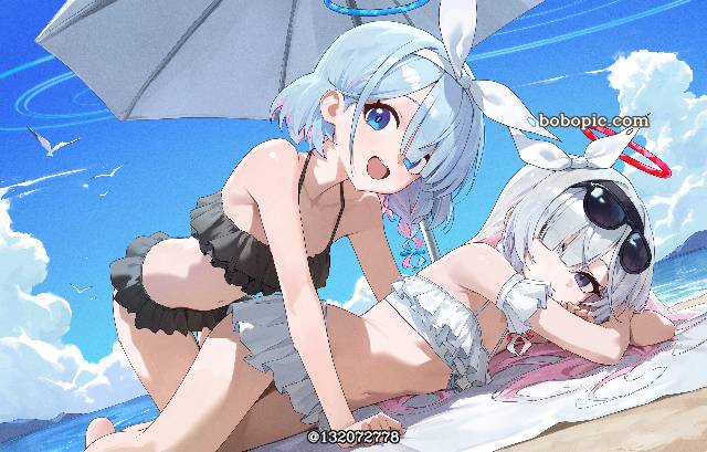 碧蓝档案, Plana (Blue Archive), Alona (Blue Archive), 泳装, flared bikini, Blue Archive 1000+ users
