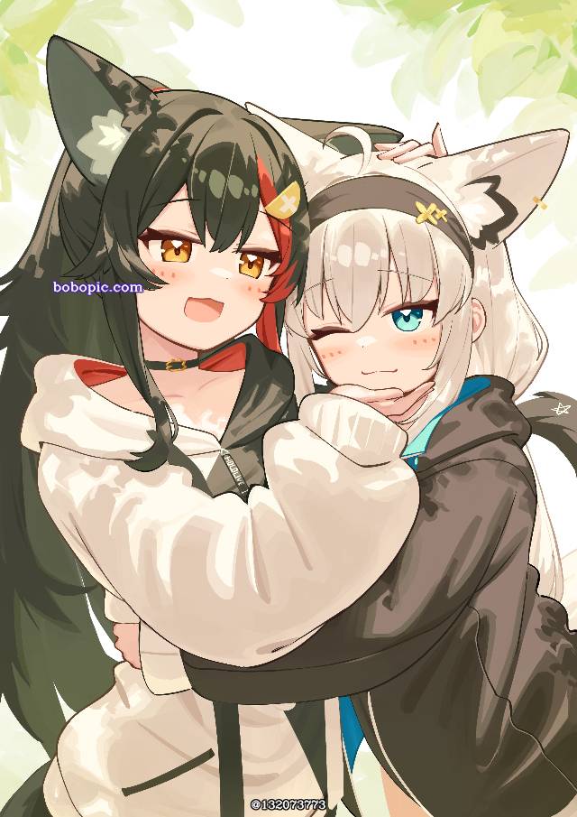 虚拟主播, Hololive, 白上吹雪, 白上吹雪同人, 大神澪, Ookami Mio fanart, 兽耳, Virtual YouTuber 1000+ bookmarks