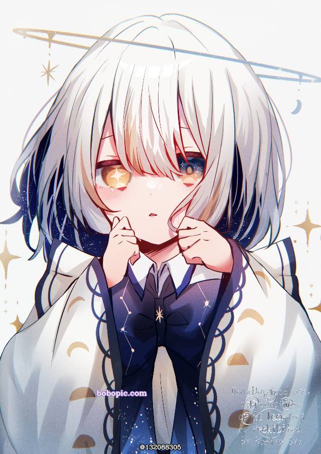 女孩子, 原创, 白发, young girl, 原创, 原创, angel, night sky