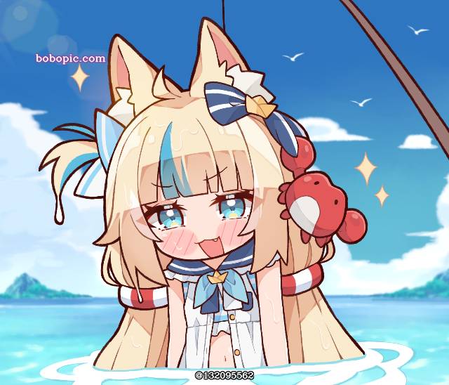虚拟主播, fishing, sea, Virtual YouTuber 1000+ bookmarks