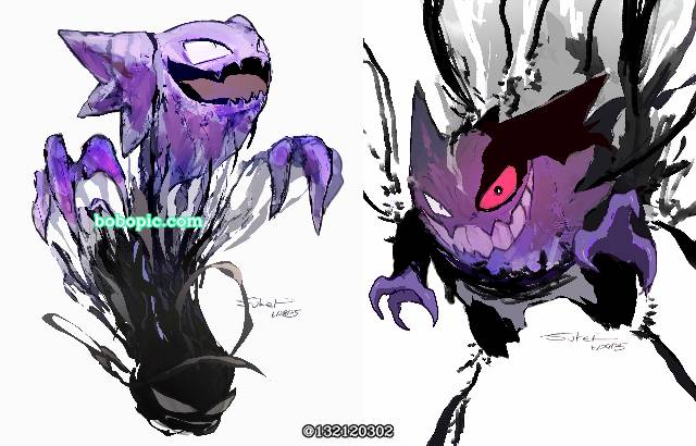 evolution, Gastly, gengar, Haunter (Pokemon), 精灵宝可梦, 口袋妖怪, 厚涂