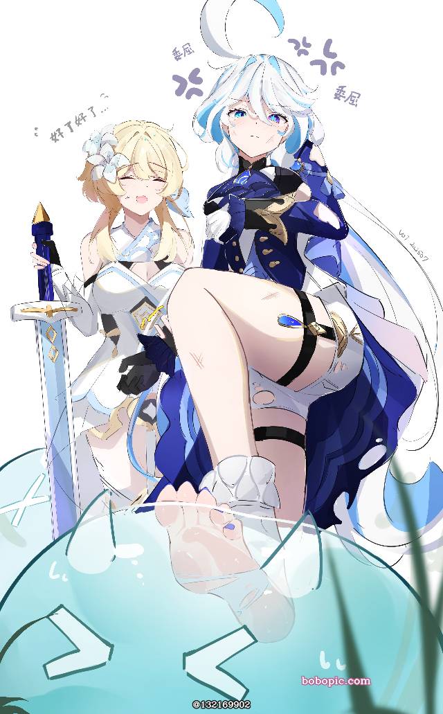 Genshin Impact, 芙宁娜, 女孩子, 赤脚, 萤（原神）