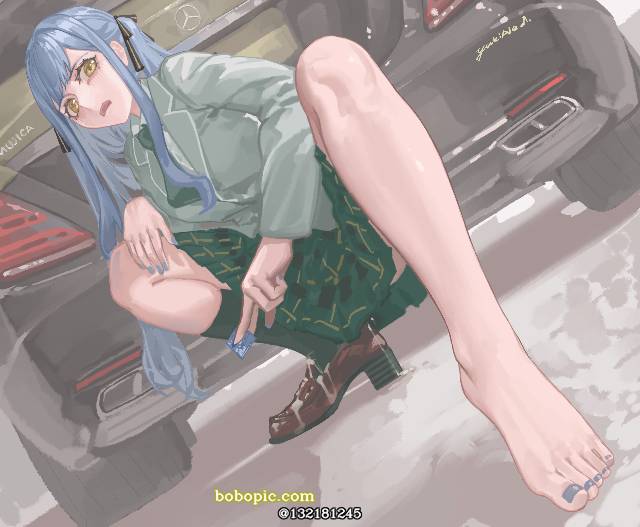 Sakiko Togawa, 女孩子, 赤脚, 乐福鞋, uniform, 插画
