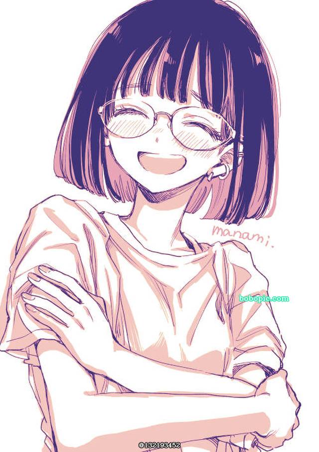 原创, 女孩子, 眼镜娘, 波波头, 短发