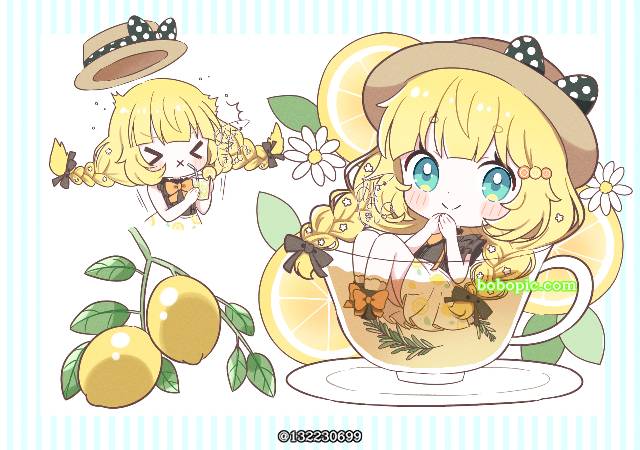 女孩子, Q版, 原创, 原创, Q版, 柠檬