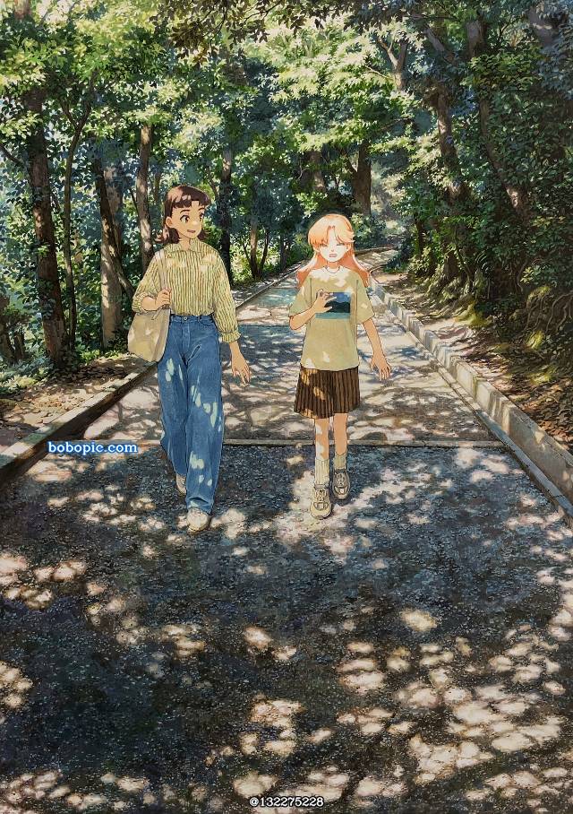 原创, 手绘, copic马克笔, 风景, sunlight through trees, Original 250+ bookmarks, Original 300+ bookmarks