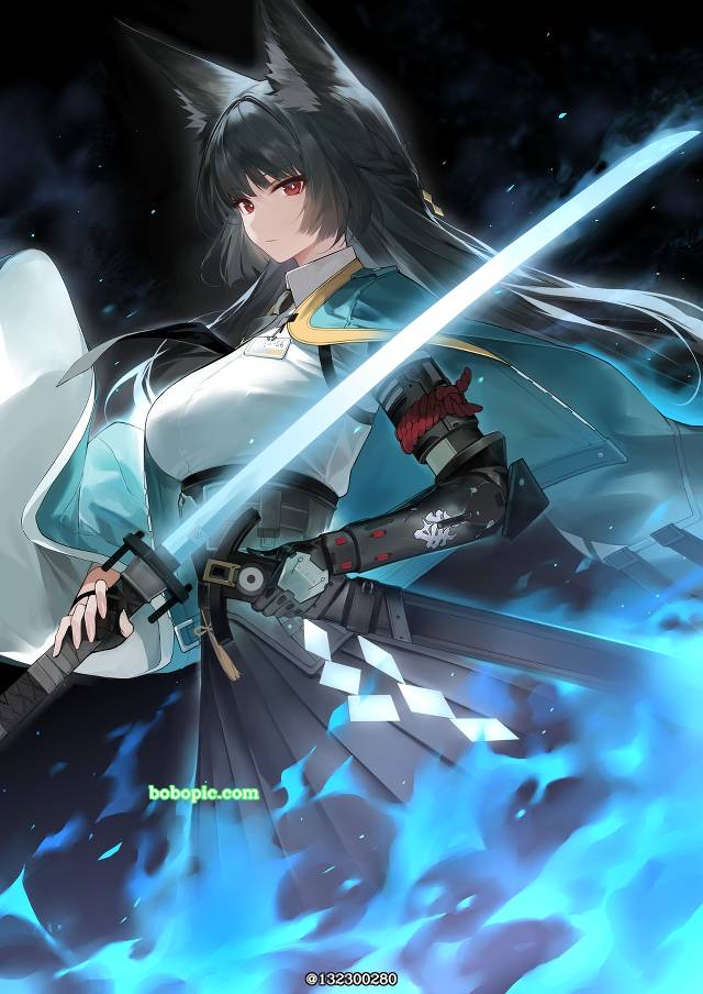 Zenless Zone Zero, Miyabi Hoshimi, fox ears, 绝区零, 女孩子, fox girl, 绝区零1000收藏, 日本刀, gauntlet
