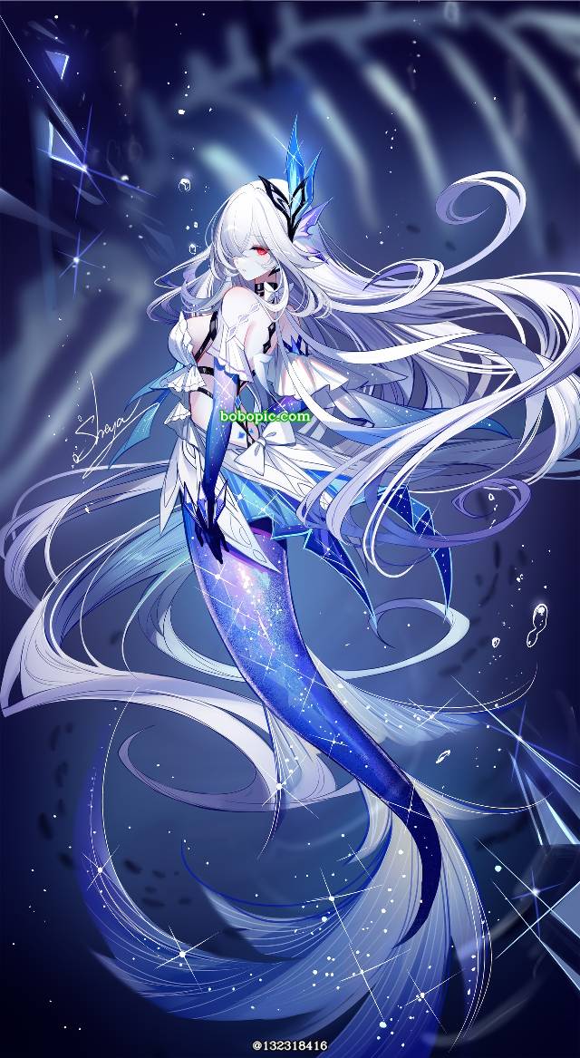 女孩子, Genshin Impact, 原神, 人鱼, 水下, Swimming, 人鱼化