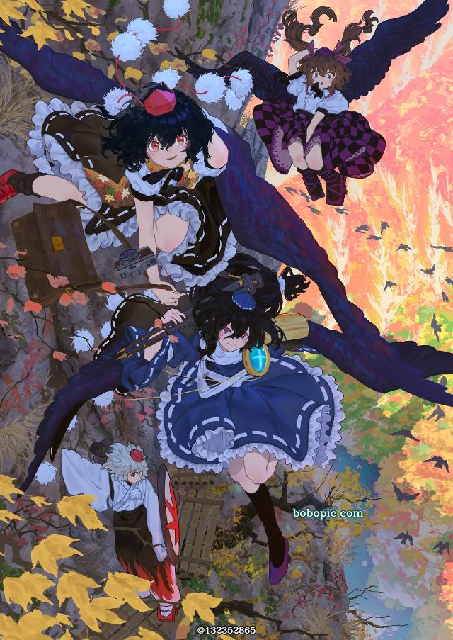 东方Project, 东方, aya shameimaru, Megumu Iizunamaru, 姬海棠果, momiji inubashiri