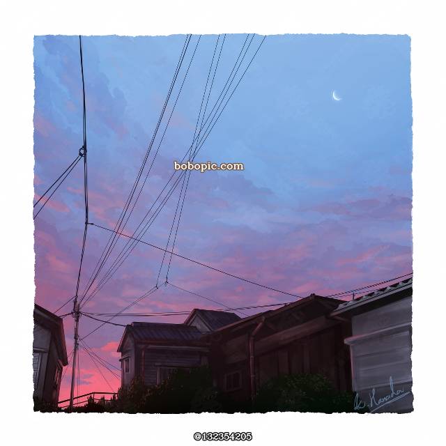 原创, sky, 夕阳, moon