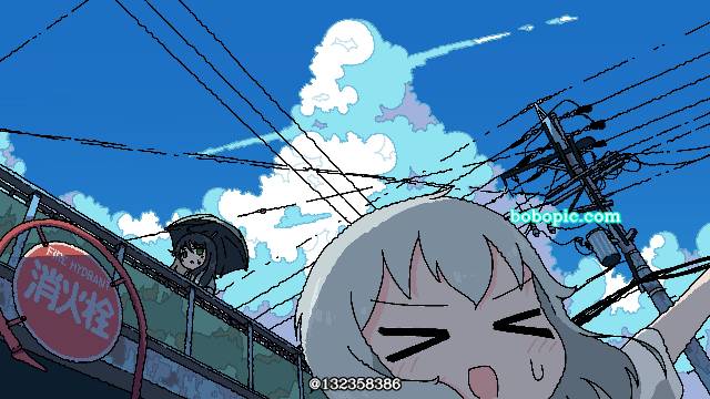 蓝, 积雨云, 夏天, 原创, art, 女孩子, background, character, 原创