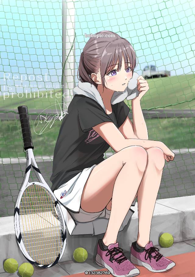 原创, 女孩子, 网球, 马尾, 夏天