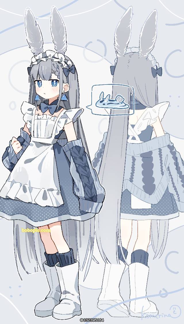 原创, 女孩子, 原创, 拟人化, 海牛, 原创角色, 插画, 女仆, long hair