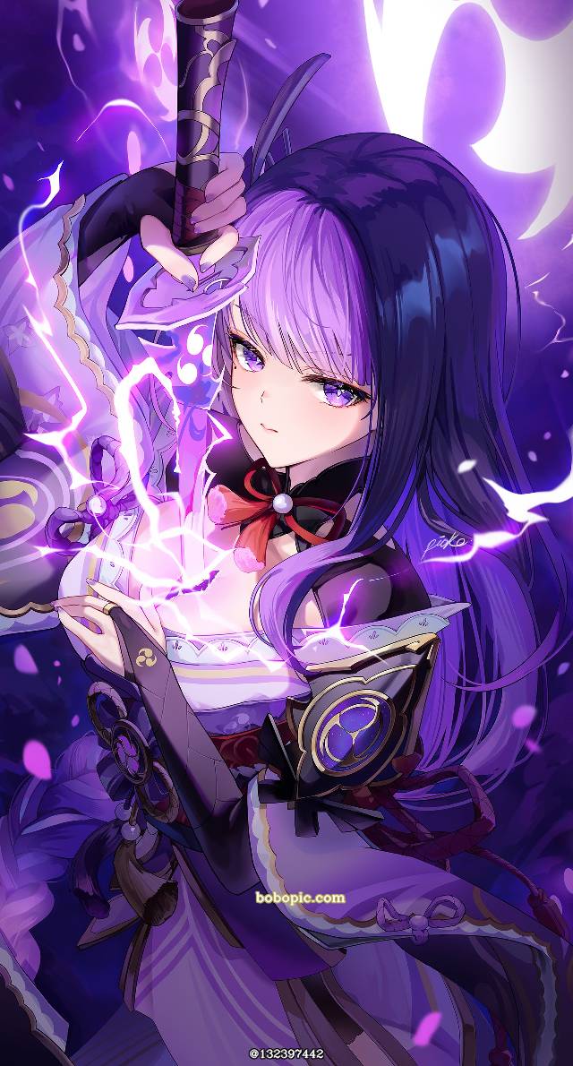 Genshin Impact, Raiden Shogun, lightning, 原神500收藏
