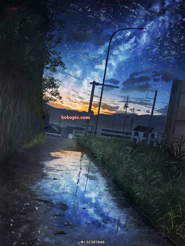 风景, background, 原创, night view, 插画, starry sky, 夏天