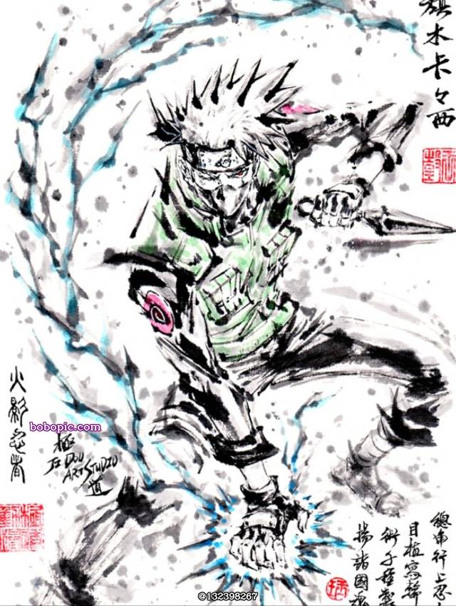 ink painting, 手绘, 旗木卡卡西