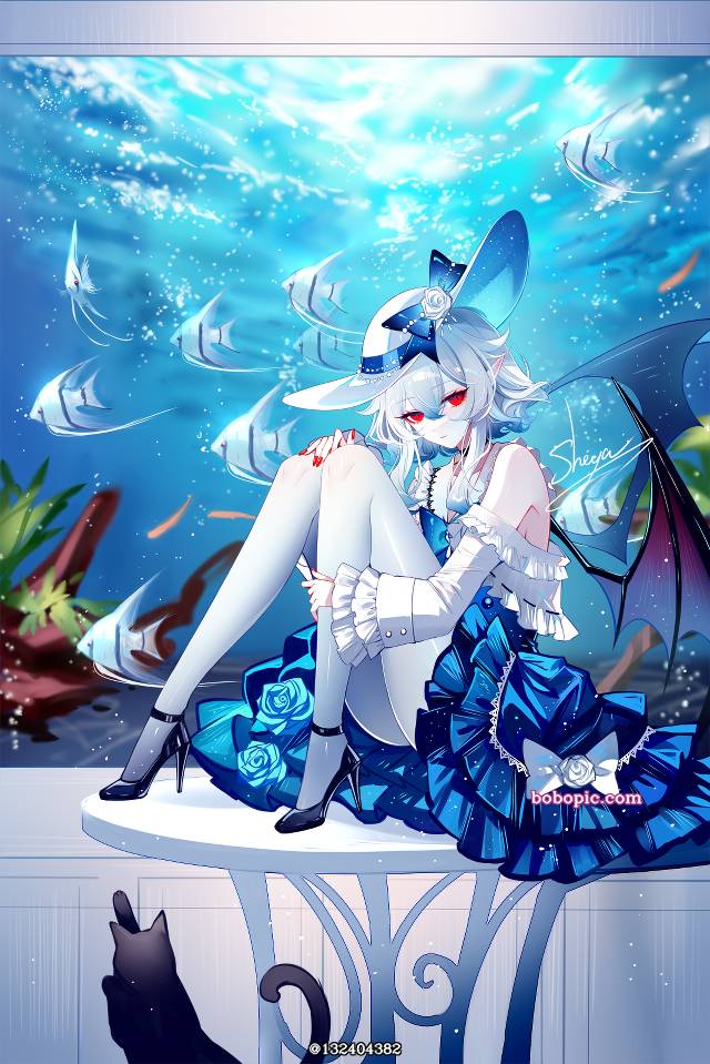 原创, 女孩子, young girl, 白发, red eyes, 恶魔, 吸血鬼