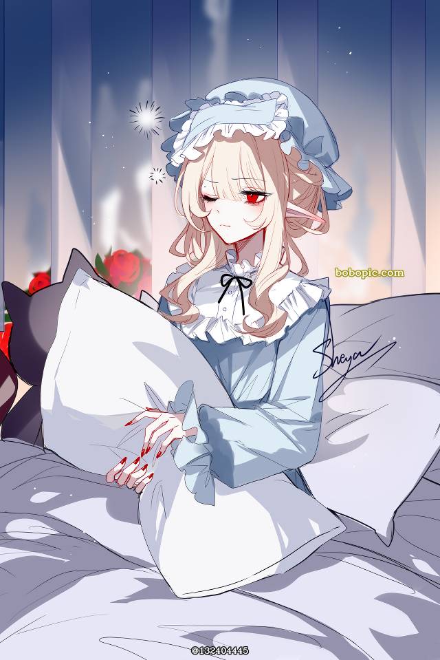 女孩子, 原创, red eyes, 金发, 吸血鬼, young girl, 原创