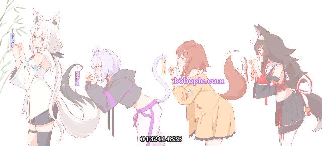 白上吹雪, 白上吹雪同人, 戌神沁音, Inugami Korone, 大神澪, Ookami Mio fanart, 猫又小粥, Nekomata Okayu fanart