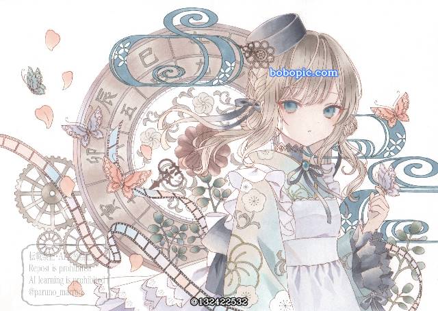 copic马克笔, 原创, 手绘, clock, 和服
