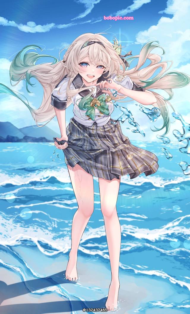 流萤（星穹铁道）, 赤脚, sea, Honkai: Star Rail, 崩坏：星穹铁道, 夏天, uniform