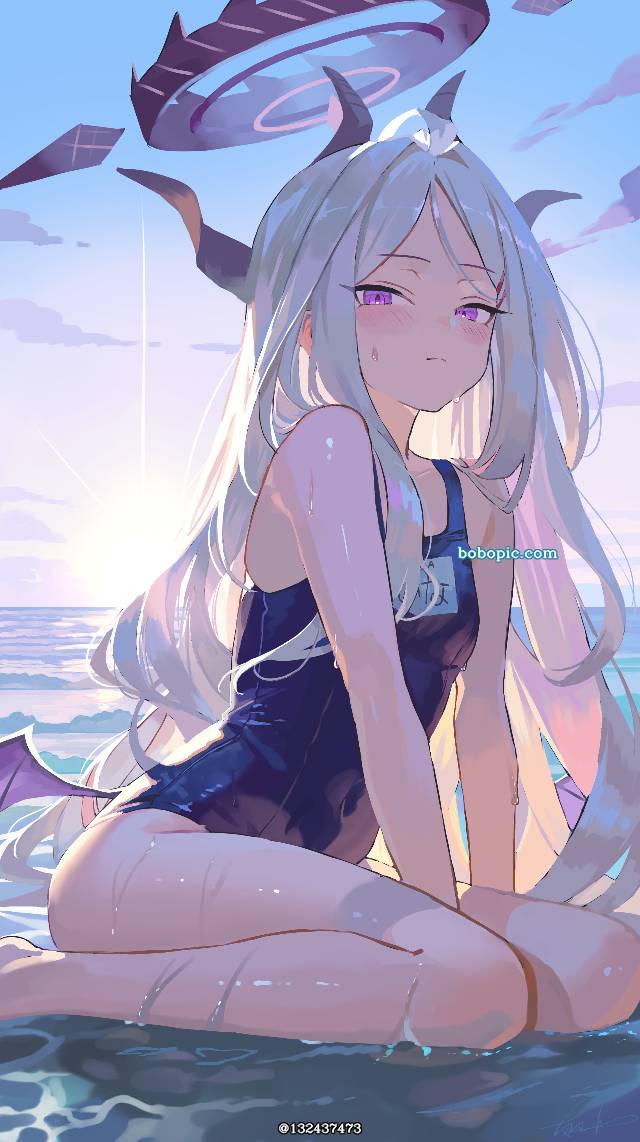 100 Day Challenge, 碧蓝档案, Sorasaki Hina, Blue Archive 1000+ users, 学生泳衣, 鸭子坐
