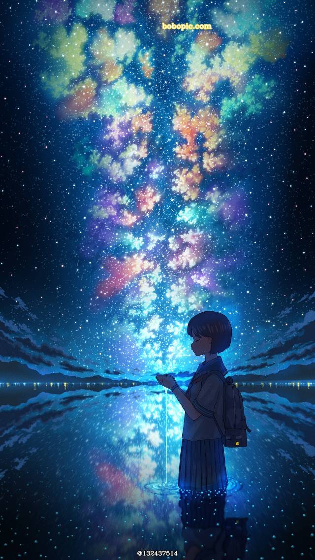 原创, 原创, background, sky, starry sky, star, 风景, 女高中生, tanabata