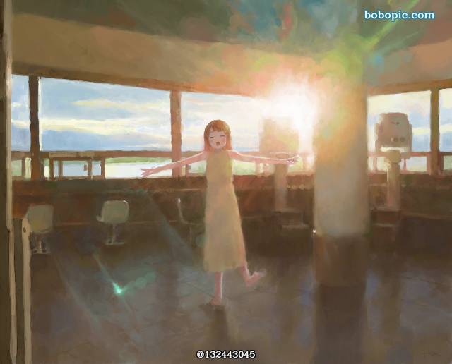原创, 女孩子, 风景, background, 傍晚, 夕阳
