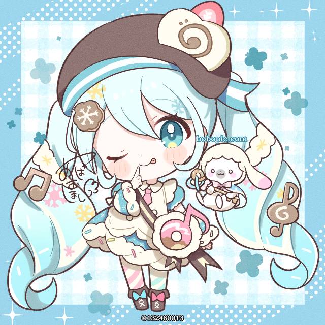 初音未来, Q版, vocaloid, Q版, 雪未来