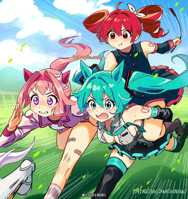 马娘, 重音Teto, gym uniform, 初音未来, Haru Urara (Uma Musume), 赛马娘Pretty Derby