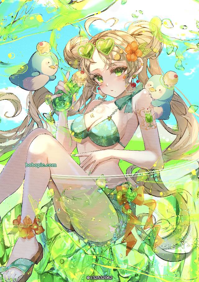 夏天, sandals, nail, 双马尾, dango, 企鹅, 泳装, 女孩子, 原创, melon soda