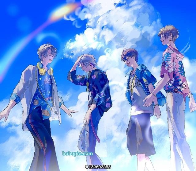 一张不破凑,剑持刀也,彩虹社,加贺美隼人,甲斐田晴,虚拟YouTuber绘画图片