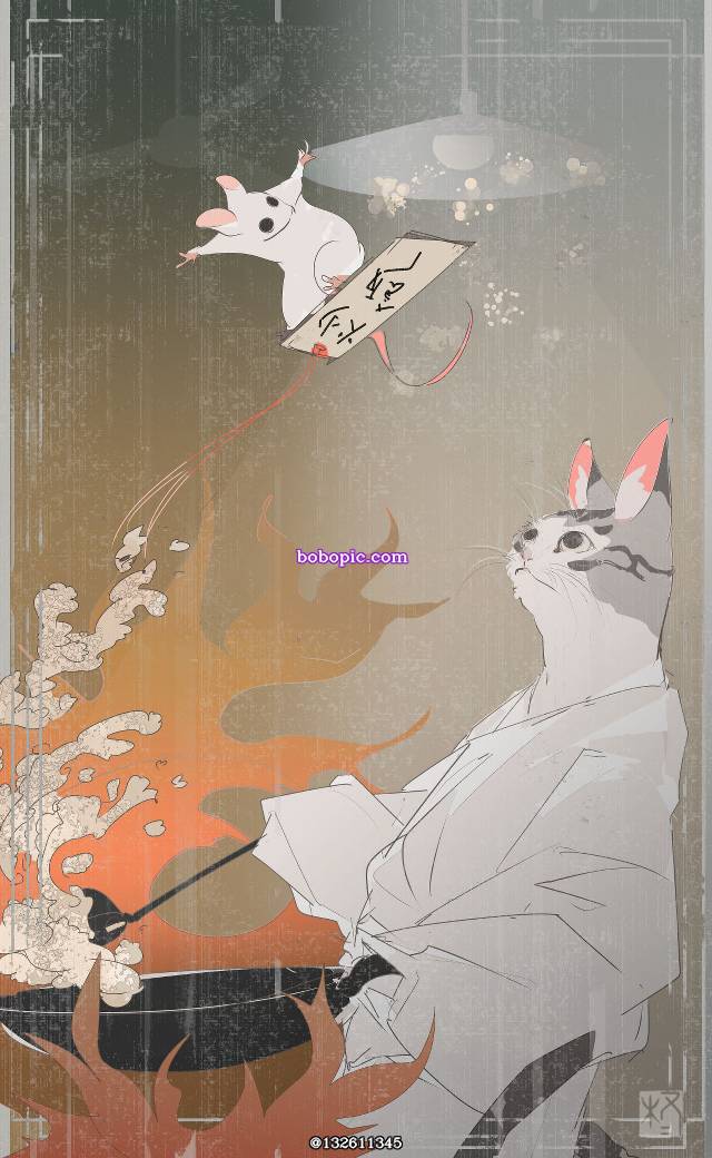 原创, 拟人化, youkai, 动物, cat, mouse, 奇幻