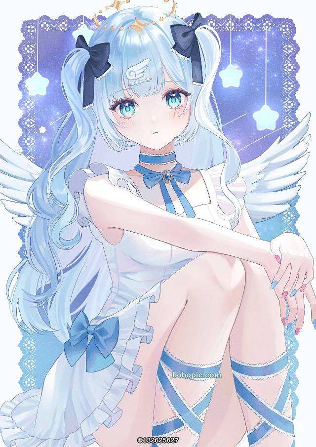 two-side up, angel, 插画, 原创, 原创, 美甲, 女孩子
