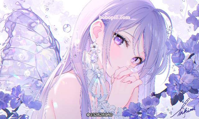 女孩子, young girl, 原创, 花和女孩子, beautiful girl, 羽翼, purple eyes