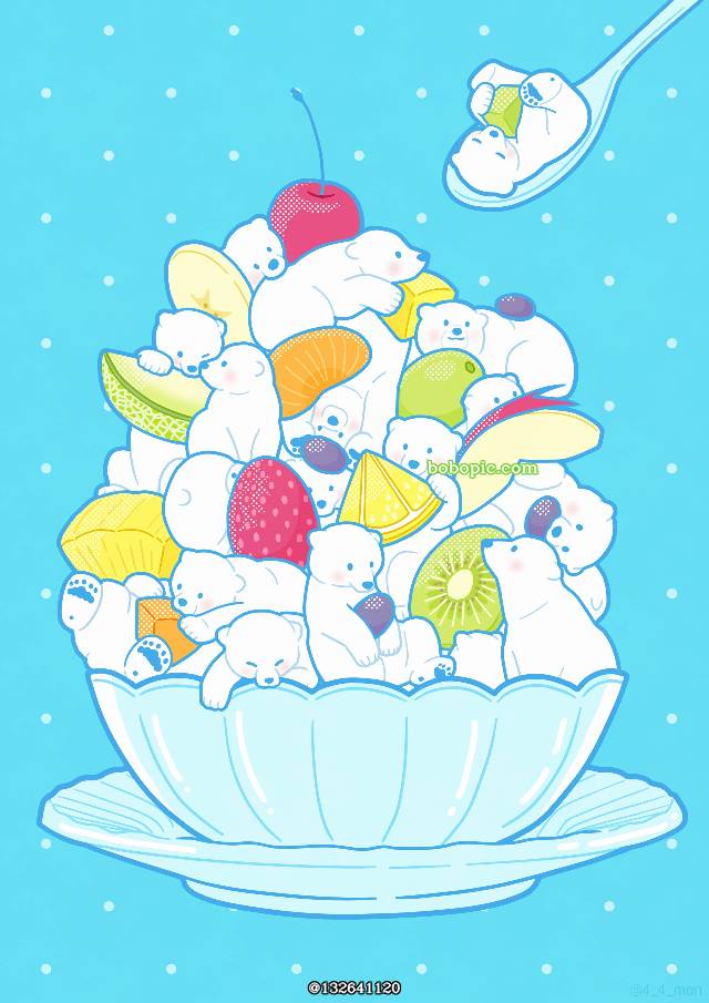 原创, polar bear, shaved ice