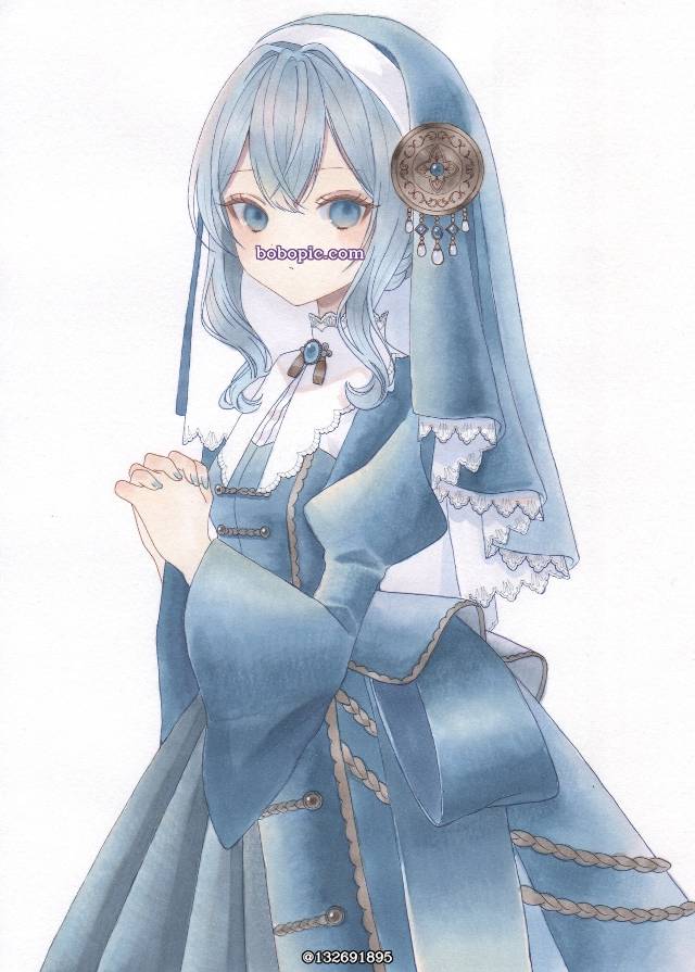 copic马克笔, 原创, 手绘, 修女